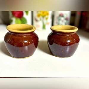 One Pair of Vintage Heinz 57 Mustard Stoneware Crock Jars – 1950’s
